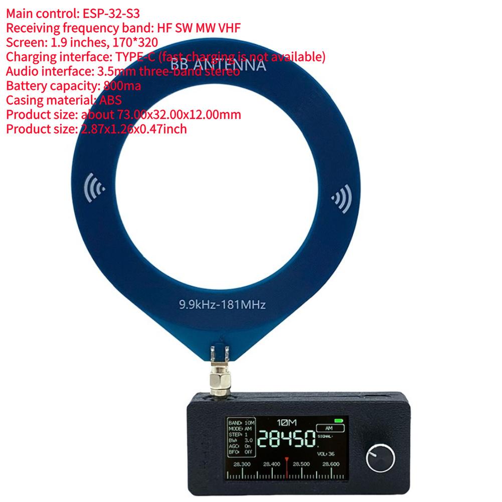 AMNVOLT V4 ATS MINI SI4732 Радио с усилителем для наушников LSB USB Транзисторные карманные радиоприемники 1,9-дюймовый IPS-экран для помещений и улицы