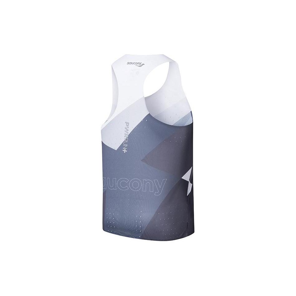 Saucony SS24 Running Tank Top Men's White Base With Black And Gray Colorblock Print Set SC2249038A-PR38