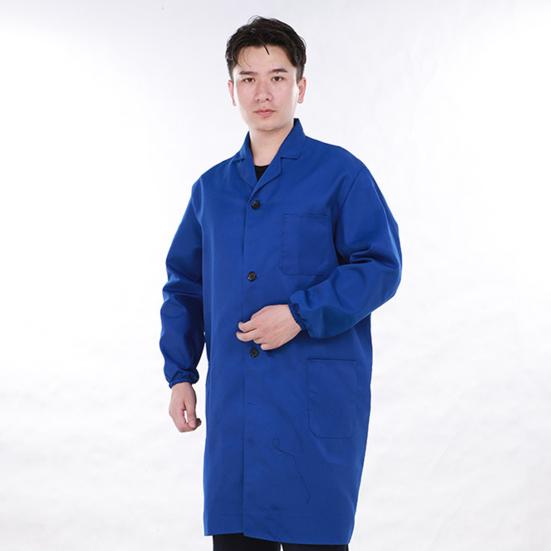 Женское и мужское рабочее пальто с лацканами, длинными рукавами, эластичными манжетами, однотонная моющаяся рабочая куртка с карманом, однобортная верхняя одежда средней длины