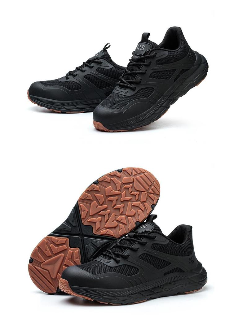 Мужская всесезонная износостойкая защитная обувь с стальным подноском - противоударная, противопрокольная, дышащая, низкая, повседневная защита.