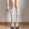 Lolita Bow Ribbon Lace-Trimmed White Mid-Calf Ballet Socks for Women