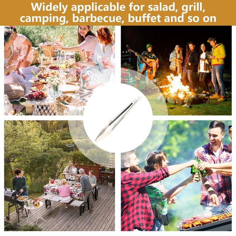 Kitchen Cooking Tongs Heat Resistant Stainless Steel BBQ Tong With Silicone Tips And Stand Design For Salad Grill 11 Inches