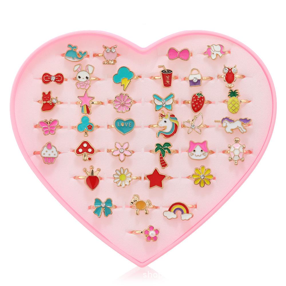 36 шт. мультяшное детское кольцо кольцо принцесса девушки зажим для захвата милое украшение для руки (с коробкой)