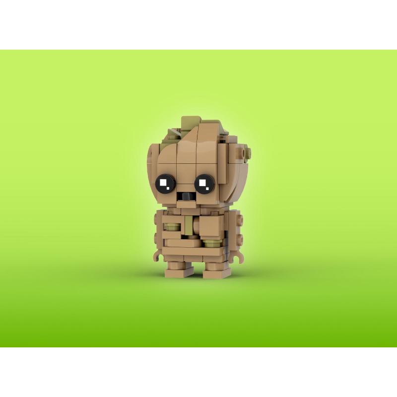 Платиновый BOBlocks MOC-126084 Квадратноголовый Малыш Грут «Я есть Грут» Строительный набор