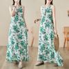 DIMANAF 2024, женское летнее платье, женское длинное платье с цветочным принтом, льняное платье без рукавов, зеленая одежда с цветочным принтом