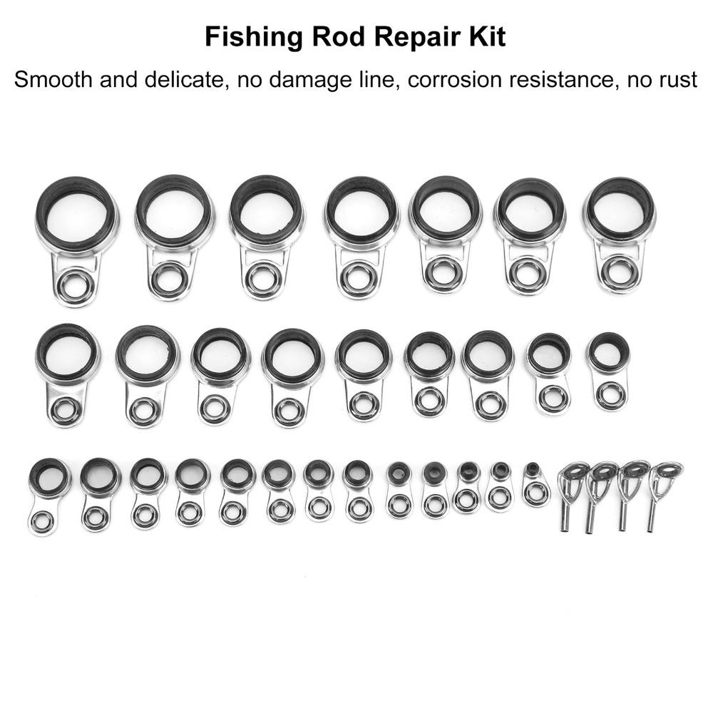33PCS with Ceramic Loop Fishing Rod Guides Stainless Steel Raft Line Ring Fishing Rod Building