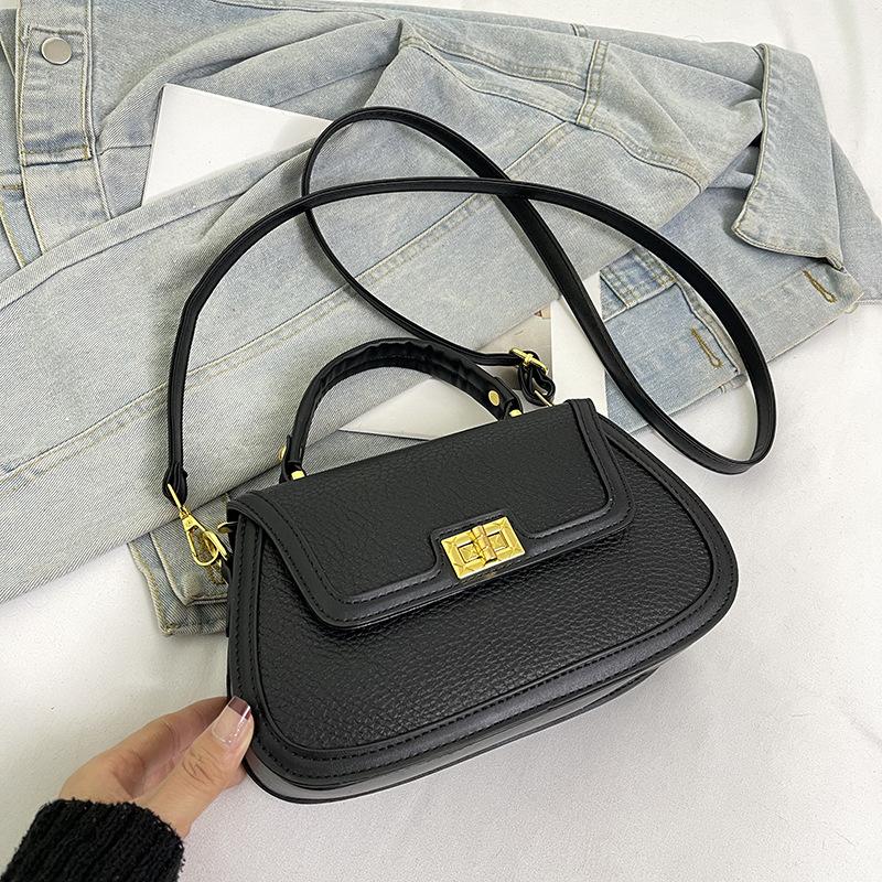 Spring Niche Design Fashionable Contrasting Color Saddle Bag Portable Shoulder Crossbody Trendy Women's Bag