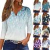 Women's T Shirt Tee Print Button 3/4 Sleeve Daily Weekend Fashion Basic V Neck Regular Top