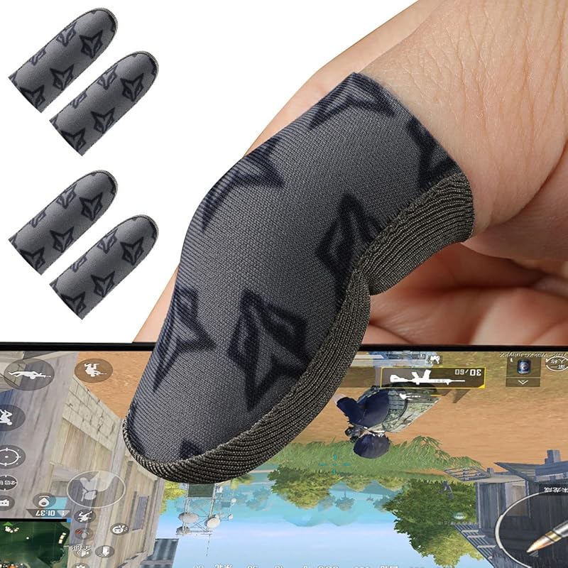 rinsfox Upgrade Fox Superconducting Silver Cloth, Extremely Sensitive Thin Zero Touch, Washable, Mobile Gaming Finger Sleeve,4 Pack For PUBG Knives