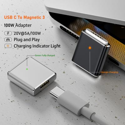 100 Вт USB C - Magnetic 3 адаптер для быстрой зарядки PD3.1 Type-C Female - Magnetic 3 адаптер 5A 20V для MacBook Air/для MacBook Pro