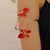 2025 New Trendy Elegant Red Flower Cuff Bracelet for Women Personality Adjustable Arm Bracelets Party Charm Jewelry Accessories