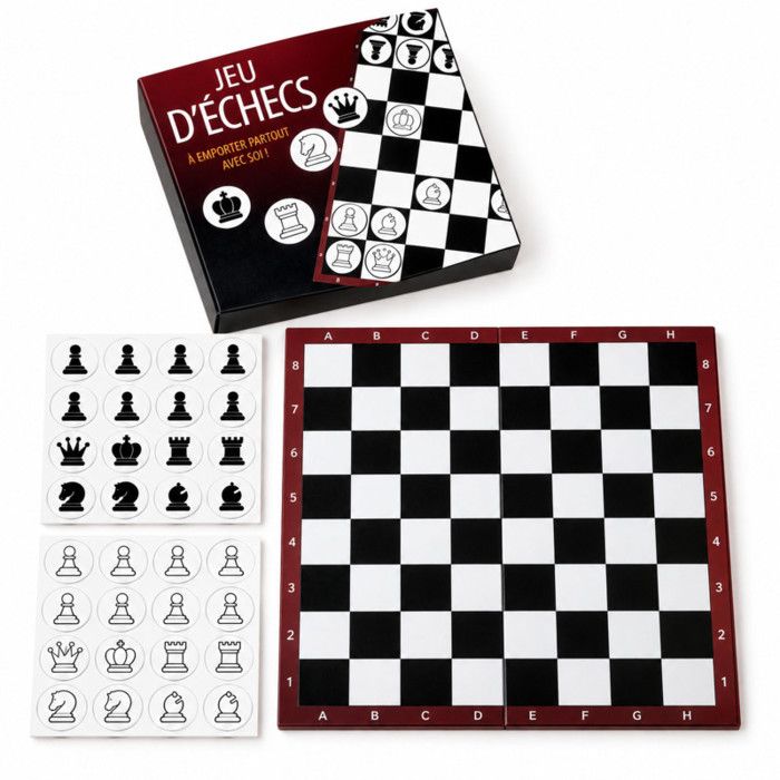 Jeu d'échecs - MAXILIVRES - Format voyage 15 x 14 cm - Échiquier pliable - 32 pièces mousse - Compact