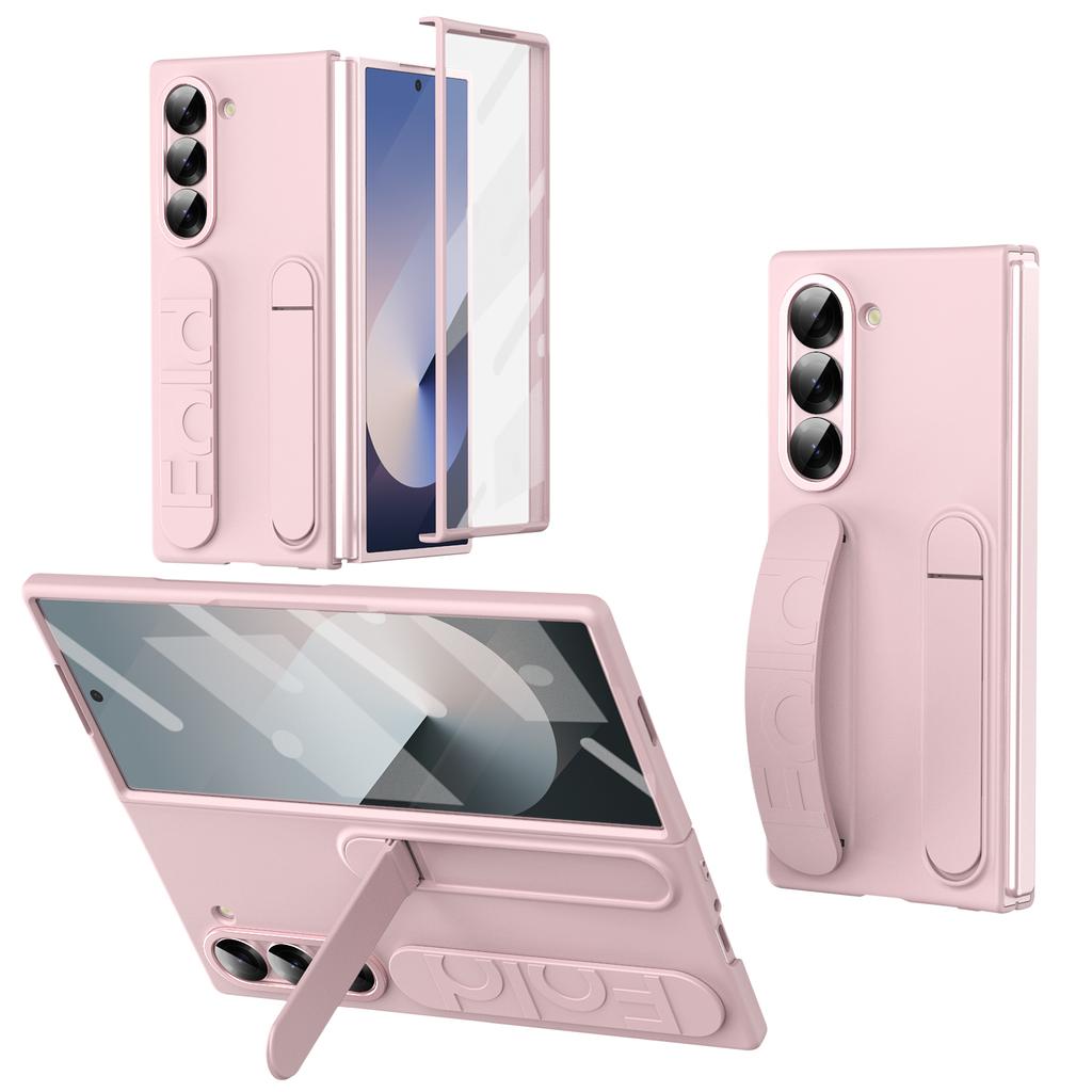 Роскошный оригинальный чехол для телефона Samsung Galaxy Z Fold 7 6 5 4 Защитная крышка с подставкой Стеклянная пленка Силиконовый захват Жесткий чехол