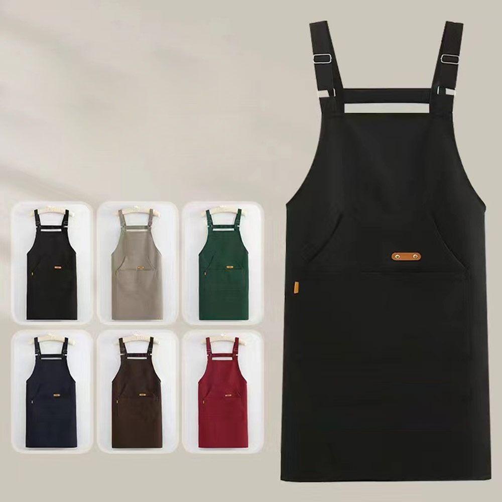 Canvas Kitchen Cooking Apron Adjustable Stain-proof Chef Work Apron Oil-proof Waterproof Waiter Sleeveless Apron