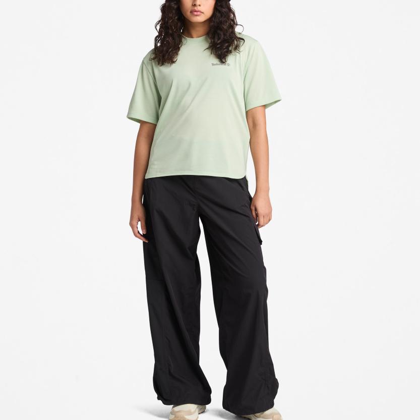 Timberland Футболка женская с коротким рукавом, отводящая влагу, быстросохнущая, с защитой от солнца, с логотипом, топы, мятно-зеленая, A67W1-ENE