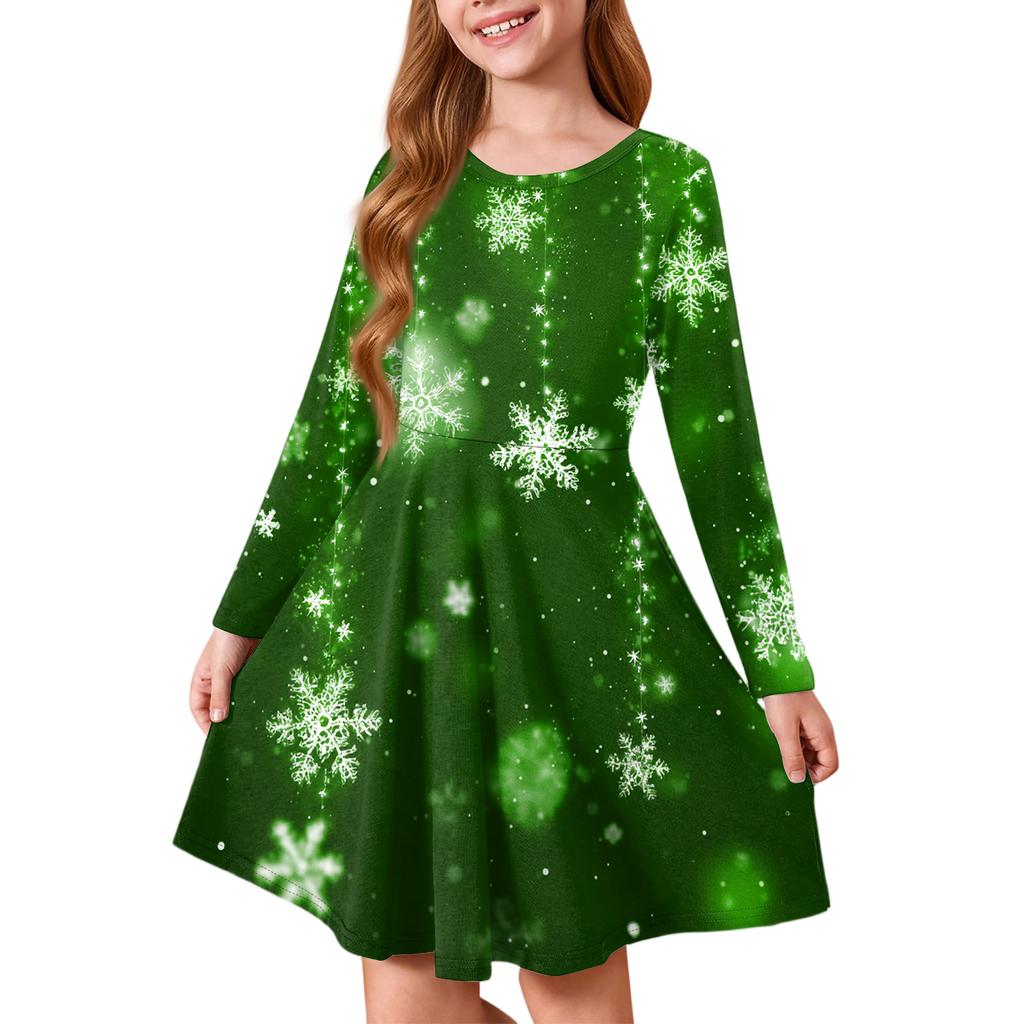 Girls' Princess Dress - Long Sleeve A-Line T-Shirt Dress Christmas Day