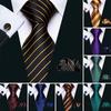 Mens Cool Striped Ties 10 Styles Blue Purple Red Necktie Pocket Square Cufflinks Set Wedding Dating Party