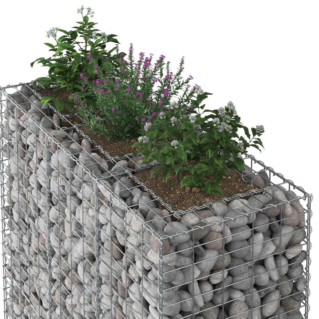Gabion Raised Bed 2 pcs Silver 130 x 50 x 150 cm