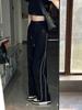 Harajuku Elegant Striped Sports Pants Streetwear Female Ins Tide Joker Loose Casual Trousers Korean Fashion Straight Wide Leg Pants