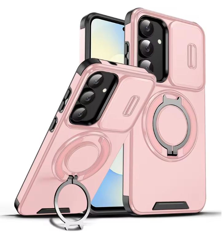 Чехол для Samsung Galaxy S25 FE Защита объектива со сдвижной шторкой Противоударный бронированный чехол для телефона для Galaxy S25 Edge Ultra Plus Чехол с кольцом-держателем