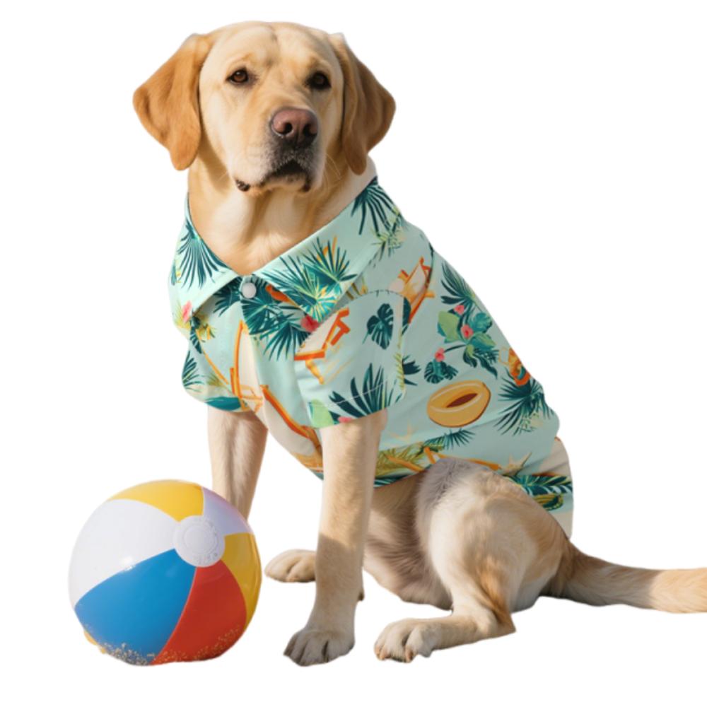 Pet Dress Soft Pet Summer T-Shirt Comfortable Cool Dog Hawaiian Style Clothes Fashion Breathable Dog Short Sleeve Beach Travel