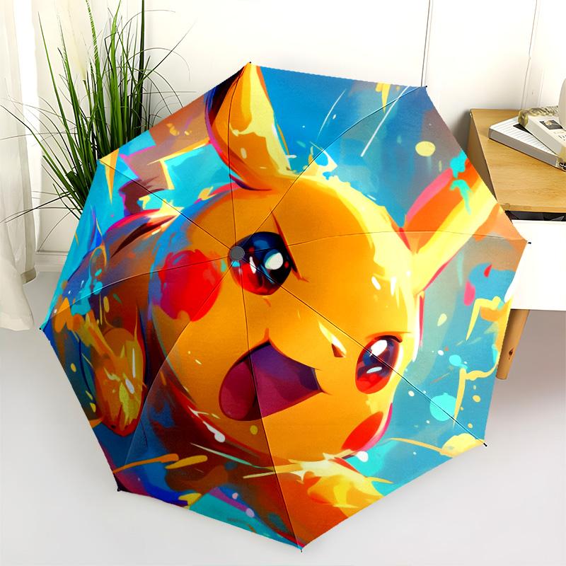 Узор Пикачу, автоматический складной зонт, портативная и складная конструкция, 8 спиц, рождественский или день рождения подарок.