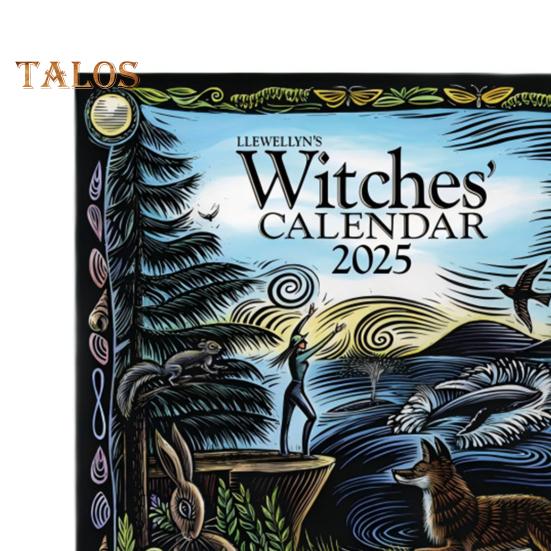 Календарь ведьм 2025 года, настенный календарь в стиле ретро, вдохновленный колдовством, календарь фаз Луны с астрономическим руководством для магических ритуалов
