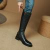 Fashion 2025 Womens Boots Genuine Leather Knee High Boots for Women Thick Heeled Autumn Winter Warm Shoes Woman High Motorcycle Boots