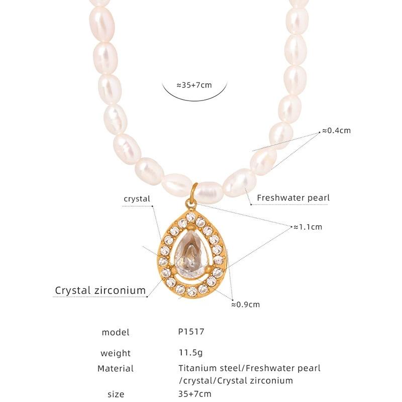 LT-P1521 New Retro Style Light Luxury French Pendant Necklace Titanium Steel 18K Gold/Silver Plated Zircon Heart Shape Jewelry