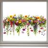 12’ X 24‘ Sunlight Colorful Static Glass Stickers, Fresh Retro Flower Vine Double-sided Visual Window Stickers