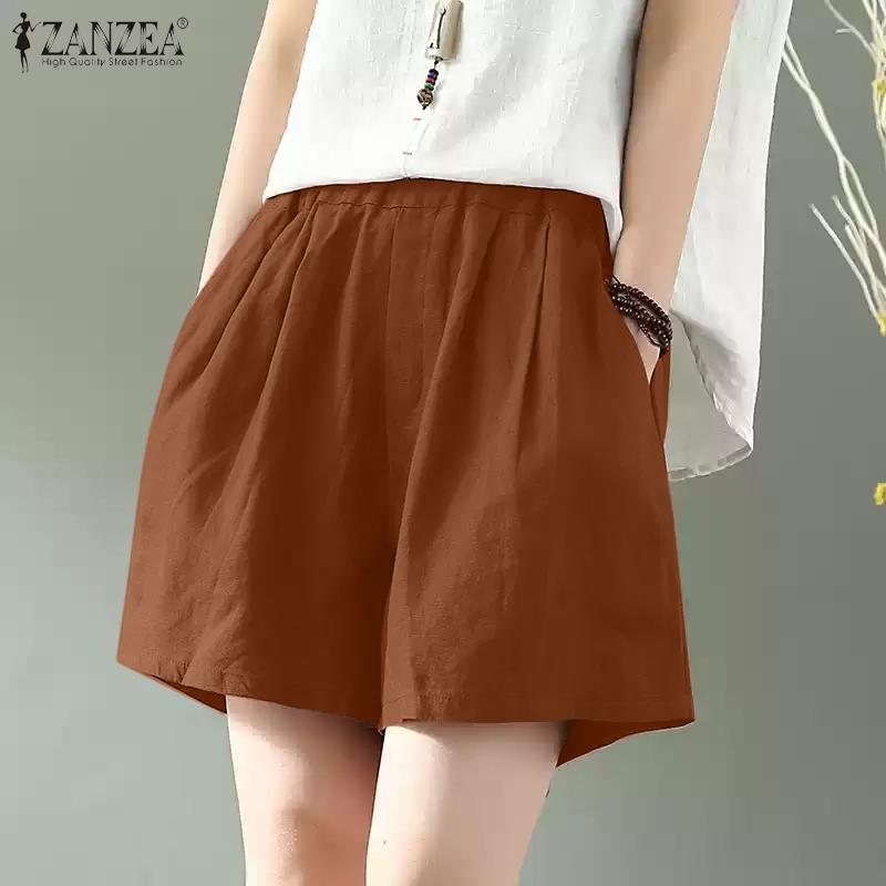 ZANZEA Женские повседневные свободные летние короткие брюки с эластичной резинкой на талии