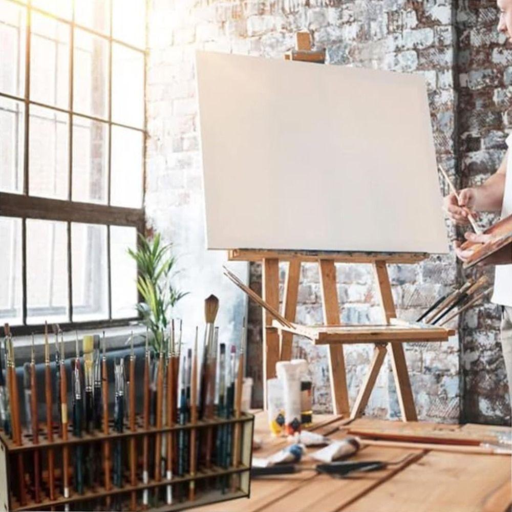 Подставка для акварельных кистей из дерева, 67 отверстий, органайзер для стола, держатель для кистей из натуральной краски, художественные принадлежности