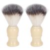 2pcs Men Beard Soap Brush Fine Synthetic Bristles Beard Brush Foam Moustache Trimming Grooming Tool