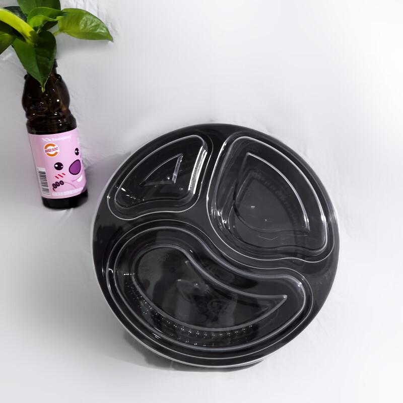 Одноразовый круглый контейнер на 3 отделения для еды на вынос