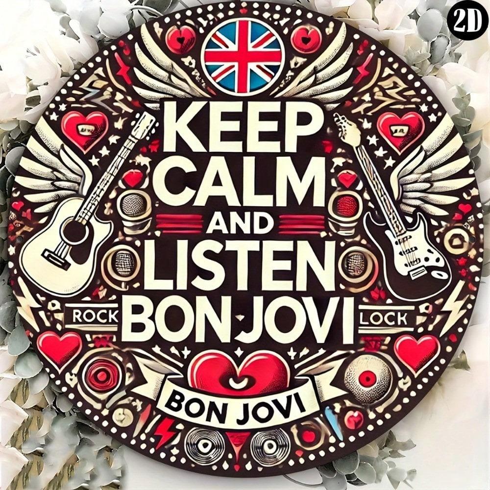 Винтажная круглая металлическая жестяная табличка Bon Jovi, настенное искусство, декор для бара, кухни, ресторана, 8x8 дюймов