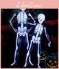 Unisex Parent-child Skeleton Man Costume Jumpsuit With Spooky Mask For Halloween Fun