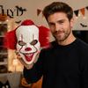 Breathable Cosplay Mask Halloween Short Hair Clown Mask, Scary Joker Full Face Creepy for Masquerade Party Costume Props Horror Prop