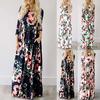 Women's Summer Long Dress Floral Print Boho Beach Dress Tunic Maxi Dress Evening Party Dress