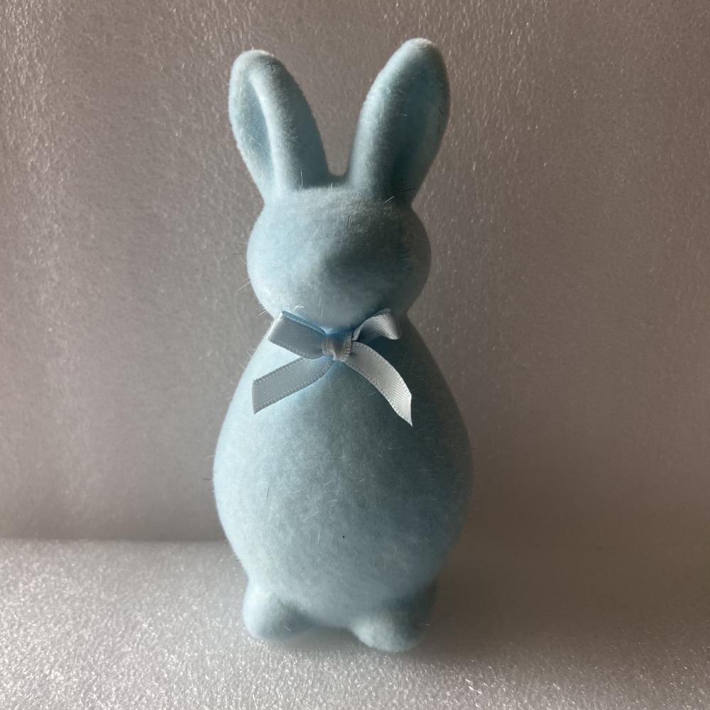 Plush Easter Bunny Statue with Bow Rabbit Gnome Doll Easter Holiday Bunny Sculpture Indoor Table