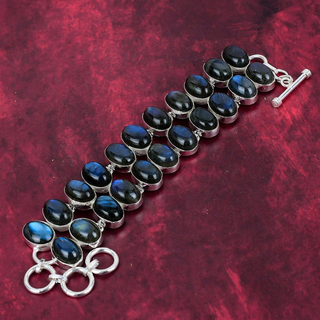 Ювелирные изделия с лабрадоритом, браслет из цельного серебра 925 пробы с драгоценными камнями, украшения ручной работы, на День памяти