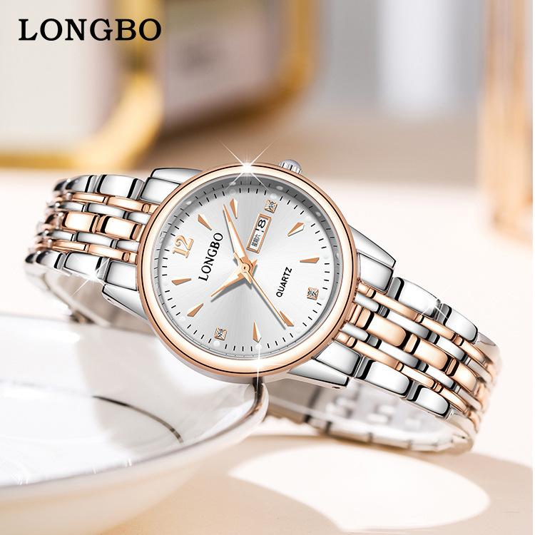 Longbo Longbo Стальной Ремешок Женские Часы Повседневные Двойной Календарь Кварцевые Женские Часы