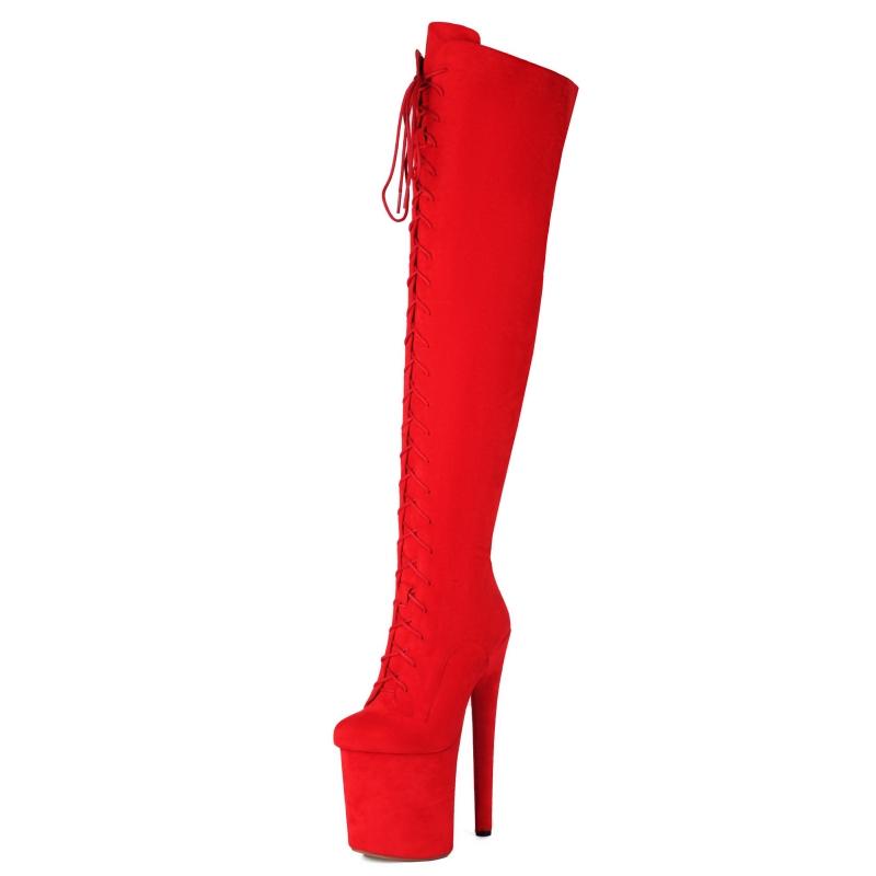 Over the Knee High Boots Women Sexy Thin Heels Party Dance Club Nightclub Shoes Ladies Luxury Gold Red Thigh High Boot Big Size
