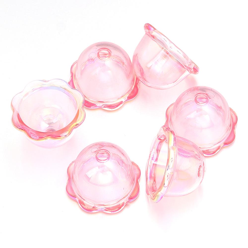 6pcs/lot Colorful Acrylic Wind Bell Beads Multi-Petal Flower Bead Caps Charms For DIY Earrings Phone Chains Jewelry Accessories