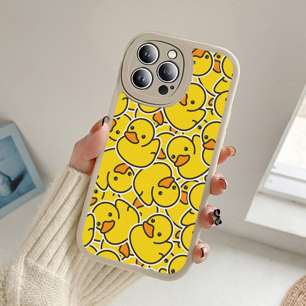 Чехол для телефона с масляной живописью и мультяшной уткой для Iphone 14 13 11 12 Pro MAX 13 12 MiNi 7 8plus 14 13 11PRO X XS 12 11 XR Чехлы из овечьей кожи