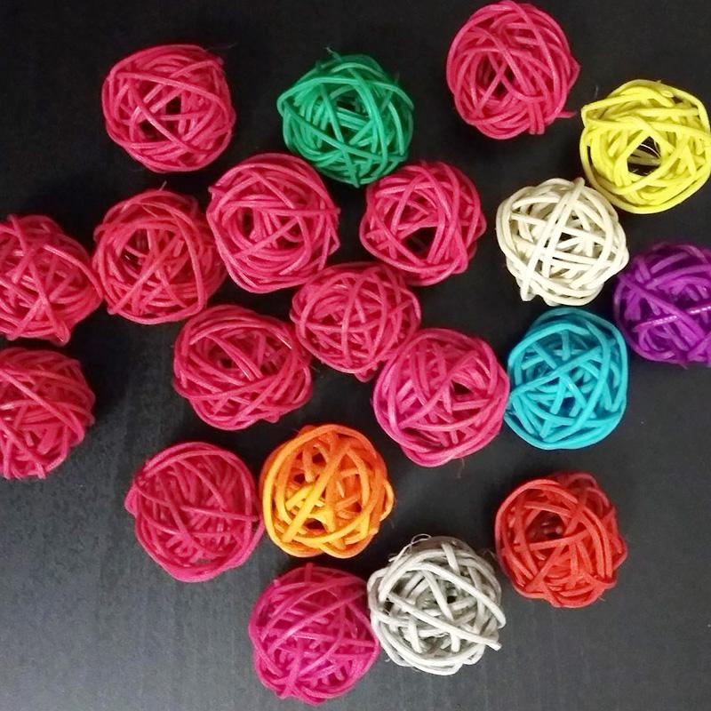 10 шт., DIY украшения, праздничный декор, поделки своими руками, 3 см, разноцветный мяч из ротанга, детские игрушки, украшения для дома