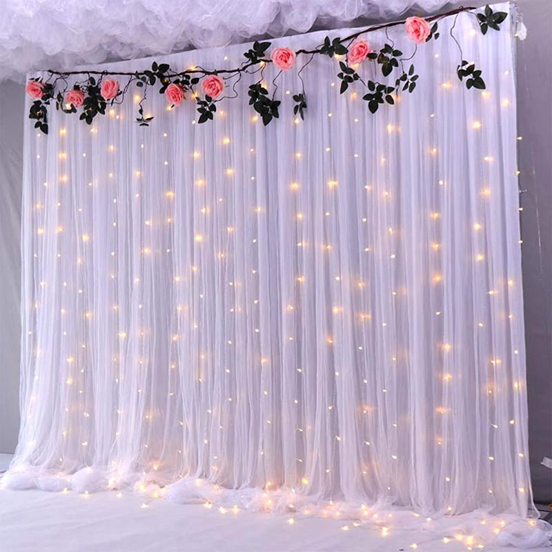 2M Wedding Birthday Baby Shower Party Silk Tulle Backdrop Curtains White/Pink