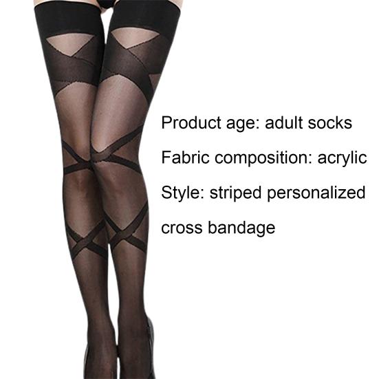 1 пара высоких носков, эластичные чулки с кружевным декором и спандексом в черную полоску для медового месяца