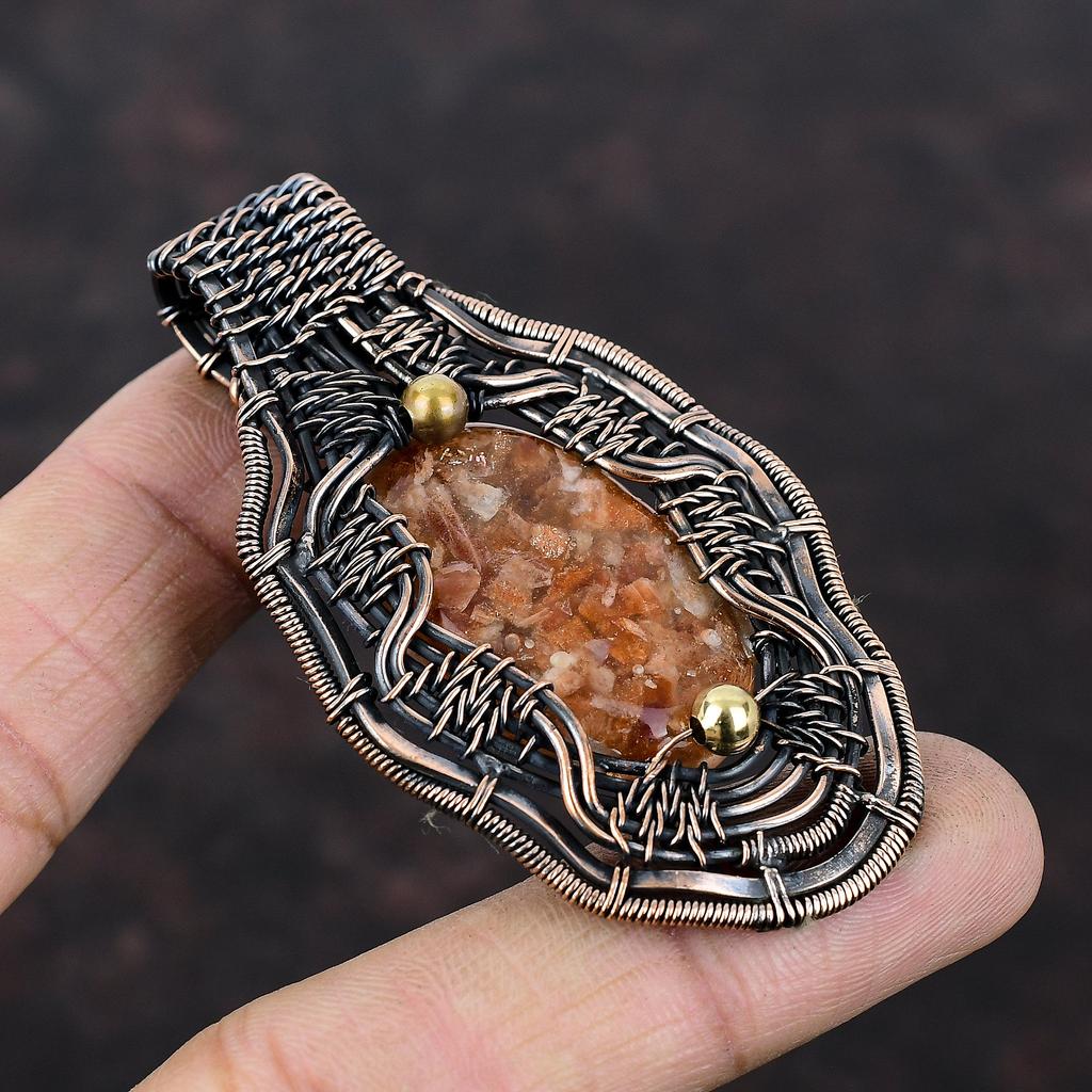 Sunstone Pendant Copper Wire Wrapped Pendant Sunstone Copper Jewelry Handmade Gemstone Pendant Designer Jewelry Antique Pendant Gift For Him
