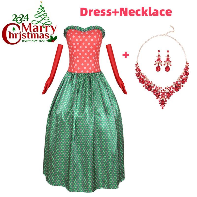 Womens Christmas Dress Martha May Whovier Costume Cosplay Outfits with Gloves for Holiday Party Fancy Dress Outfit