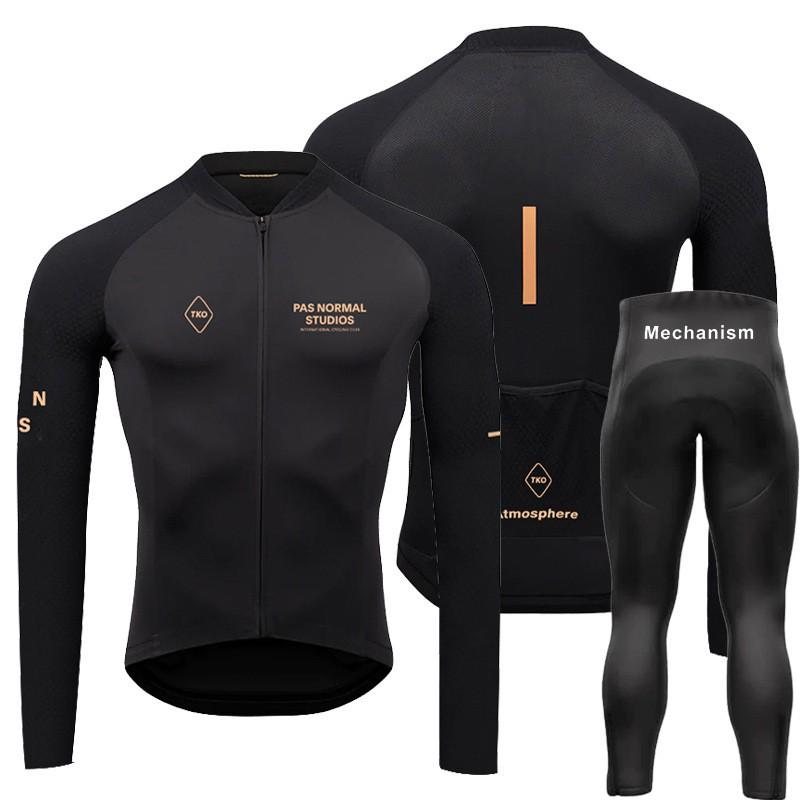 Mens Long Sleeve Cycling Jersey Set Quick Dry Breathable Road Bike Apparel Ride